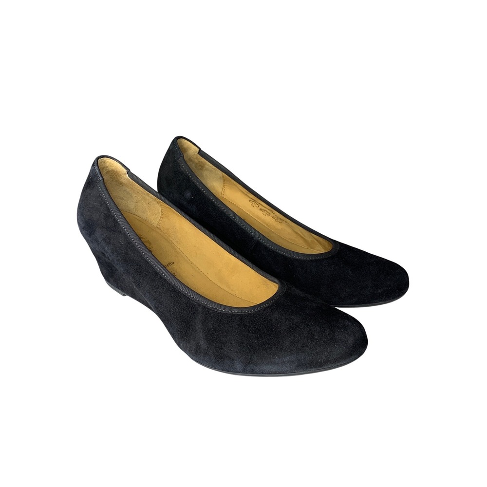 Gabor Black Suede Leather Wedge Heel Pumps‎ Womens Shoes Size 7.5 Sacchetto